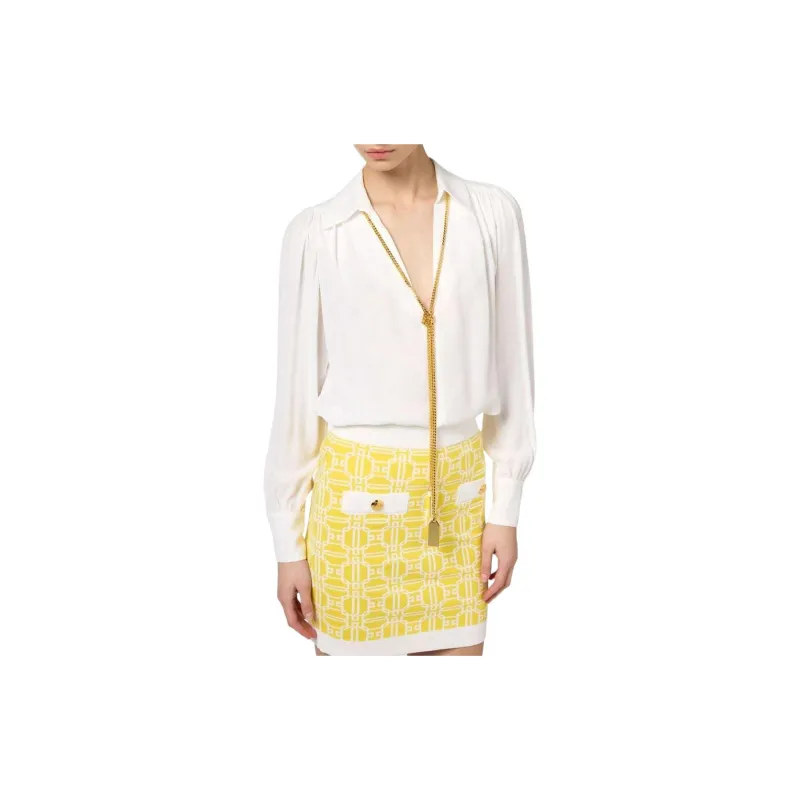 Elisabetta Franchi Necklace appliqué Georgette Blouse-2
