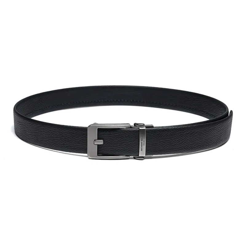 Anthony Miles Cow Leather Top Grain Cow Leather Leather Belts Men's Black Width  3.5cm-3