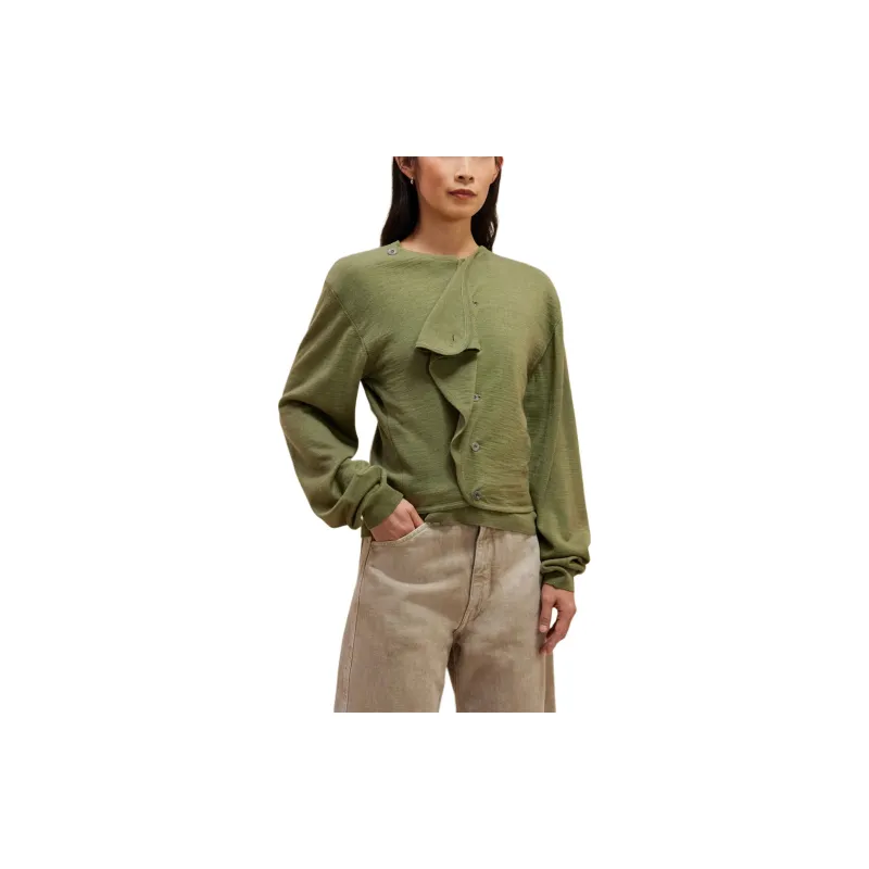 Lemaire Trompe L'Oeil Cardigan 'Light Olive'-4