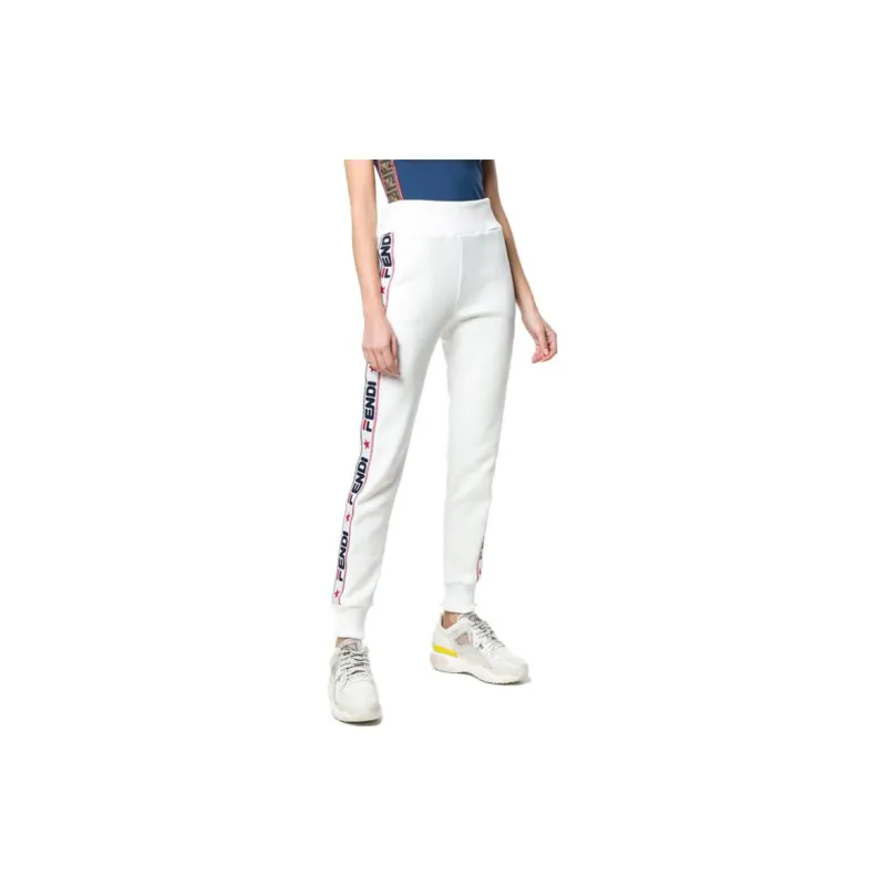 FENDI X Fila Embroidered Jersey Track Pants 'White'-3