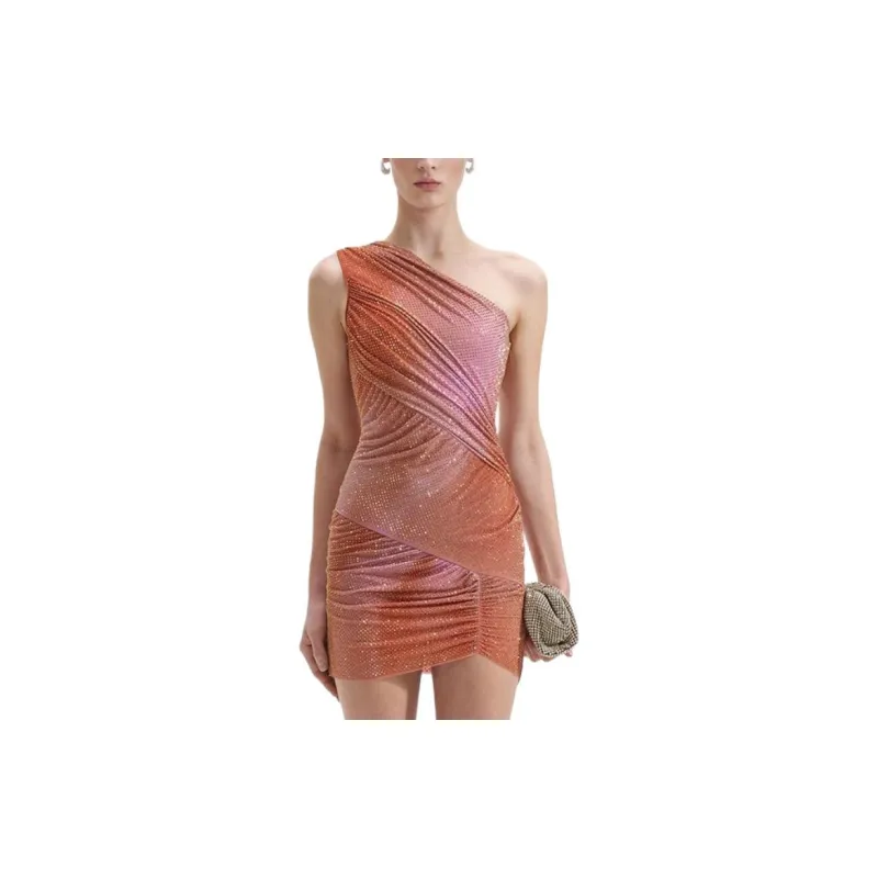 Self portrait Sleeveless Dress Women's Orange Mixed Color-1