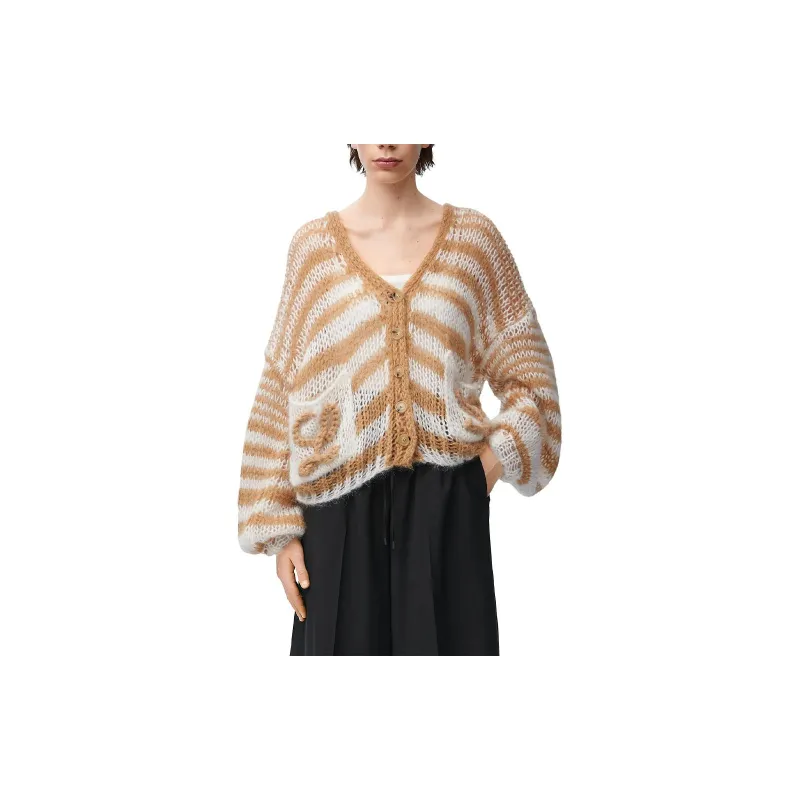 LOEWE Anagram Cardigan 'White/Camel'-2