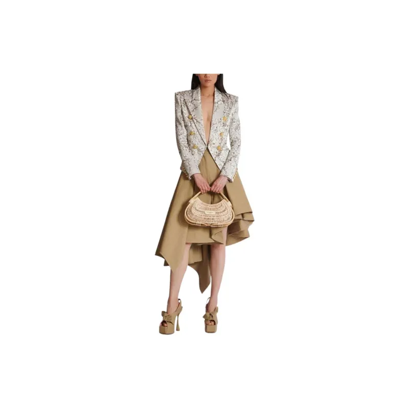 BALMAIN Redcurrant Print 6-Button Satin Jacket-1