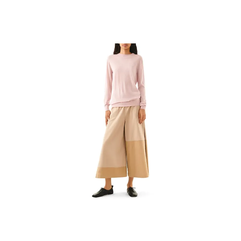LOEWE Crew Neck Slim Fit Long Sleeved Sweater Women's Pink-2