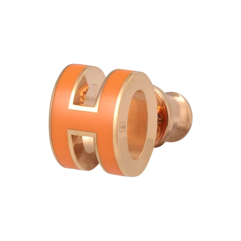 HERMES Metal Earrings Women's Orange-2