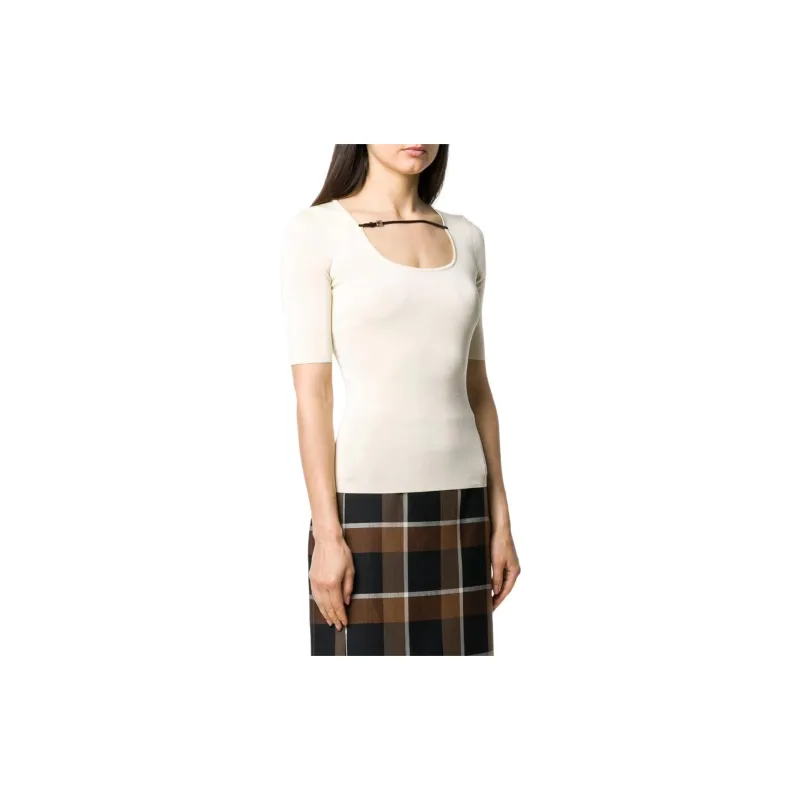 GUCCI Buckle strap Ribbed T shirt-2