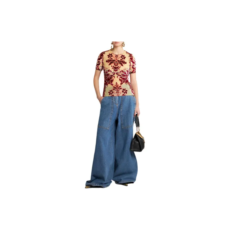 ETRO Pegaso Embroidered High Waist Wide Leg Jeans-3