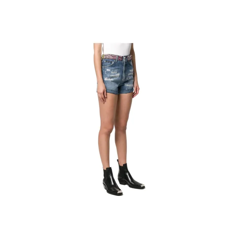 PHILIPP PLEIN Rhinestone embellished Denim Shorts-3