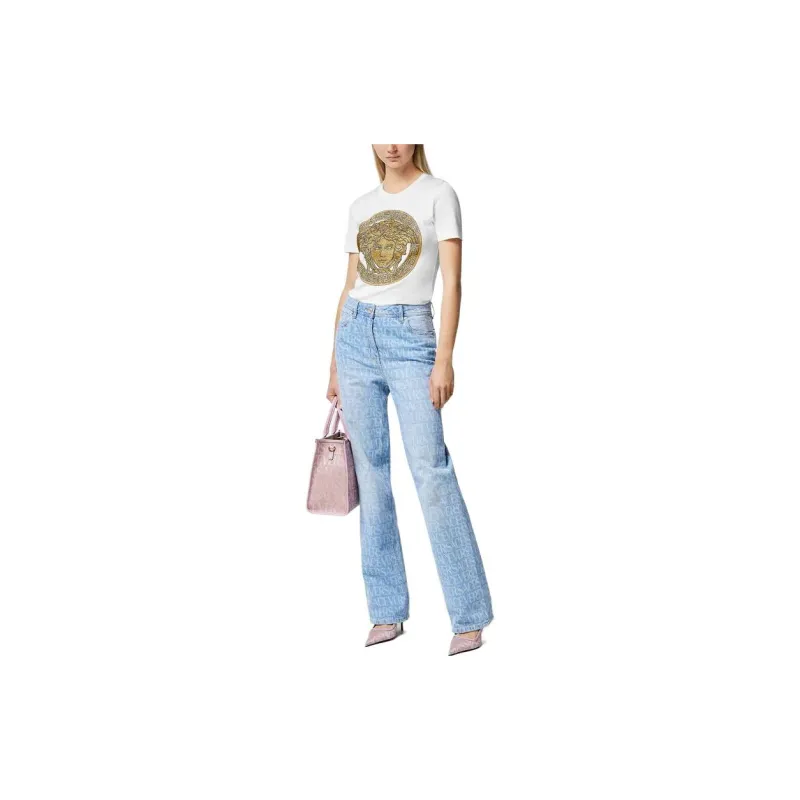 VERSACE Boke Flower Series T-Shirt Women's White-3