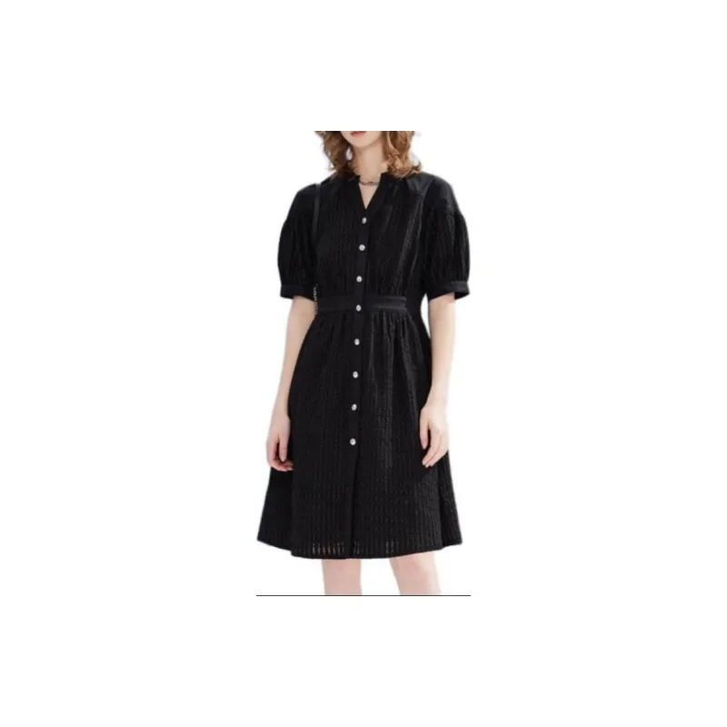 DKNY SS24 Short Sleeved Dress Women's Black-1