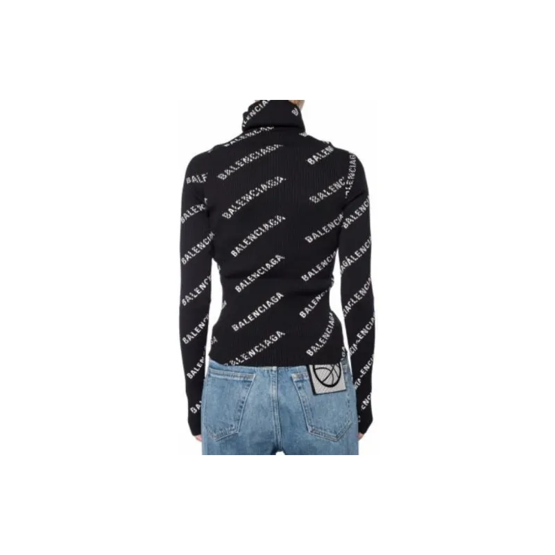 Balenciaga All Over Logo Turtleneck 'Black'-2