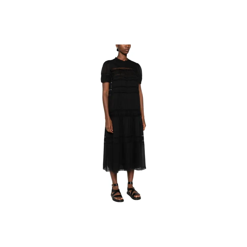 ISABEL MARANT ETOILE Geralda Lace-Detailed Midi Dress-2