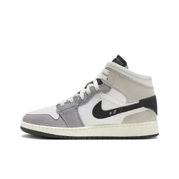 Jordan 1 Mid SE Craft White Cement Grey Black GS