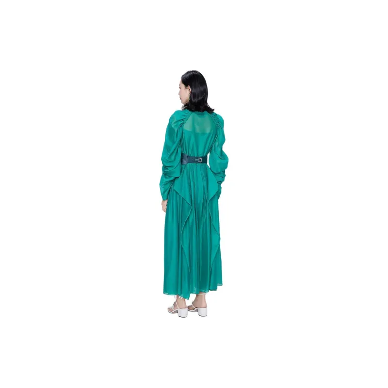 BBLLUUEE Long Sleeved Dresses Women's Turquoise Green-2