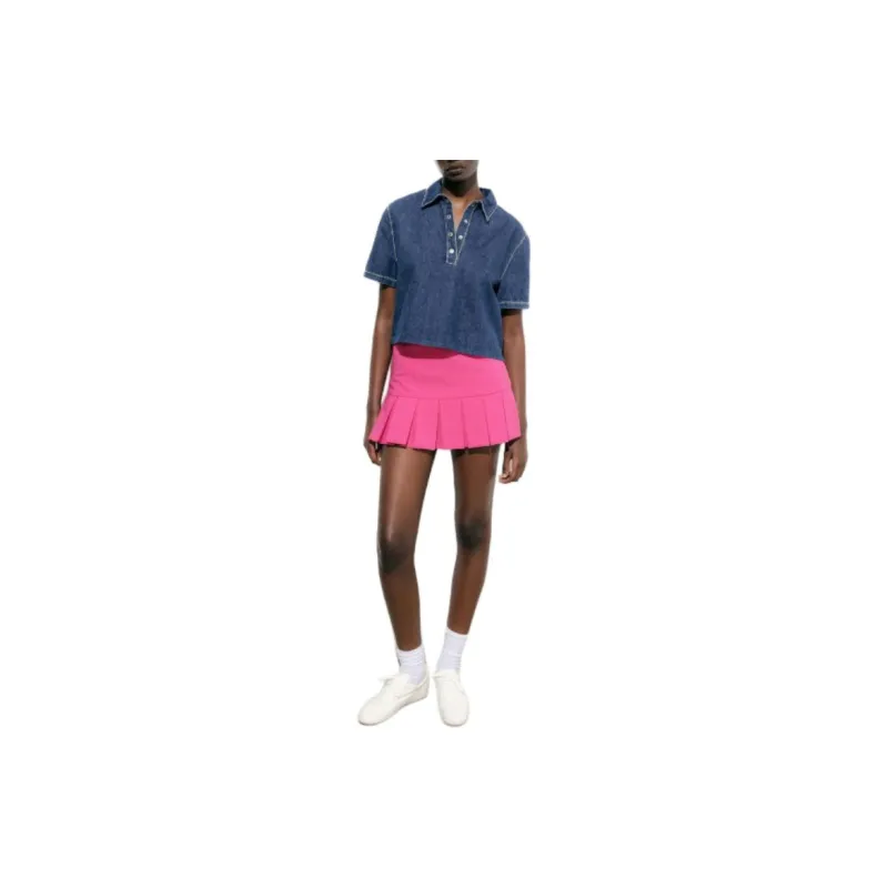 ZARA Polo Shirts Women's Blue-3