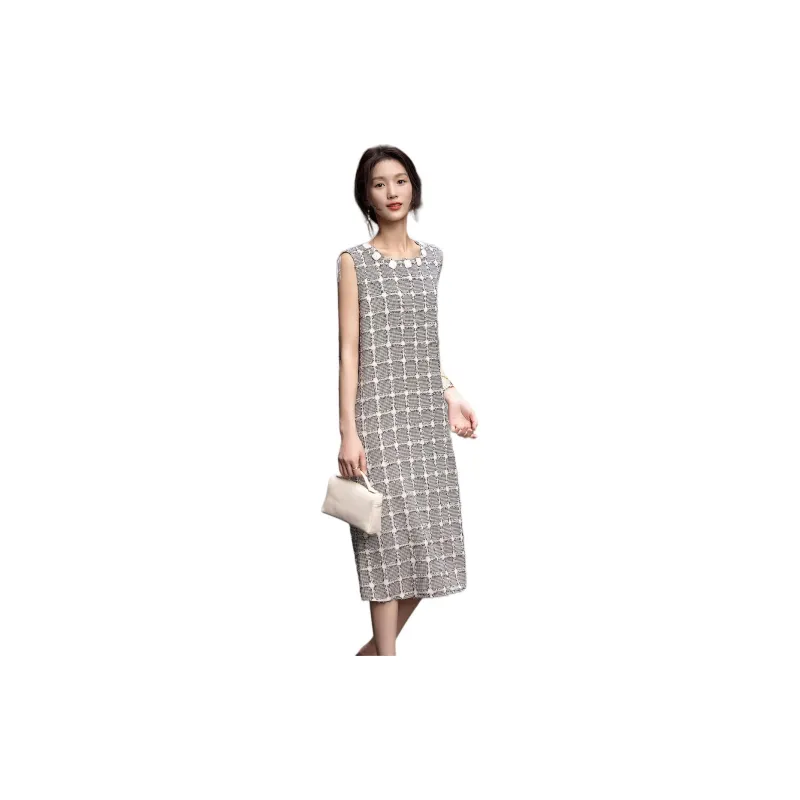 【dme】 Sleeveless Dress Women's Black Beige-1