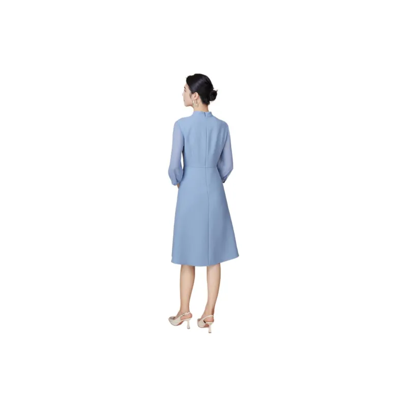 BBLLUUEE Long Sleeved Dress Women's Moonlight Blue-5