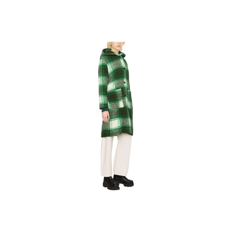 WOOLRICH Checked Hooded Wool blend Coat-3