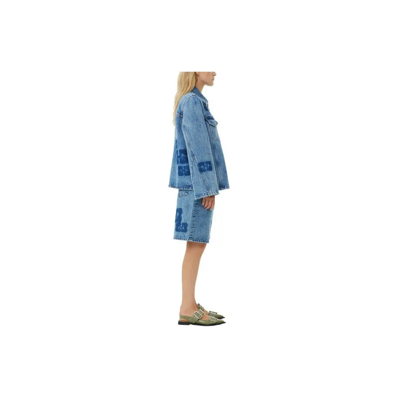GANNI SS24 Denim Jacket Women's Medium Blue Gray-3