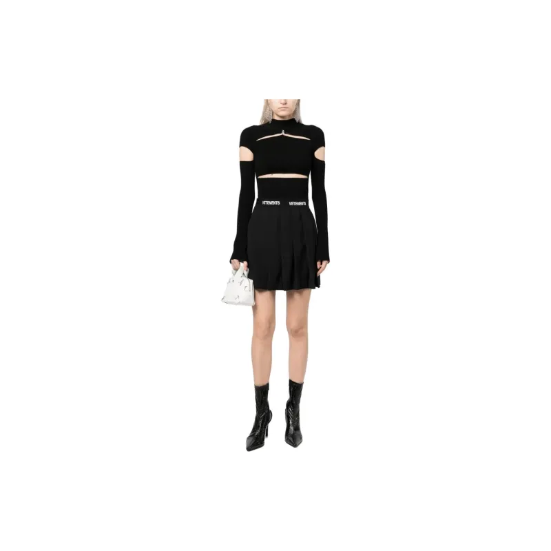 Vetements Logo-waistband Pleated Skirt-1