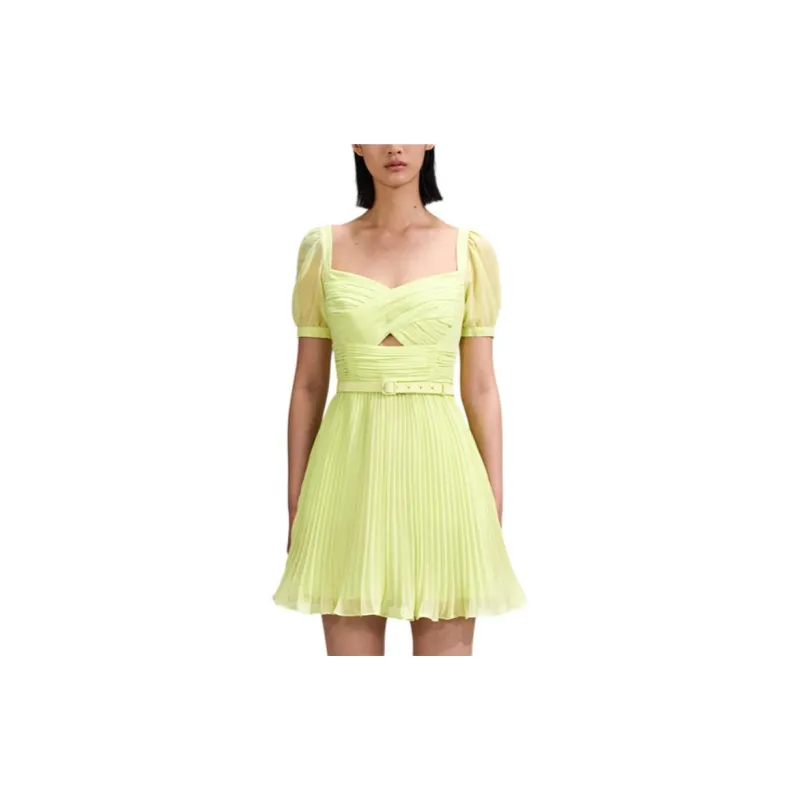 Self portrait Short Sleeved Dresses Women's Fruit Green-1