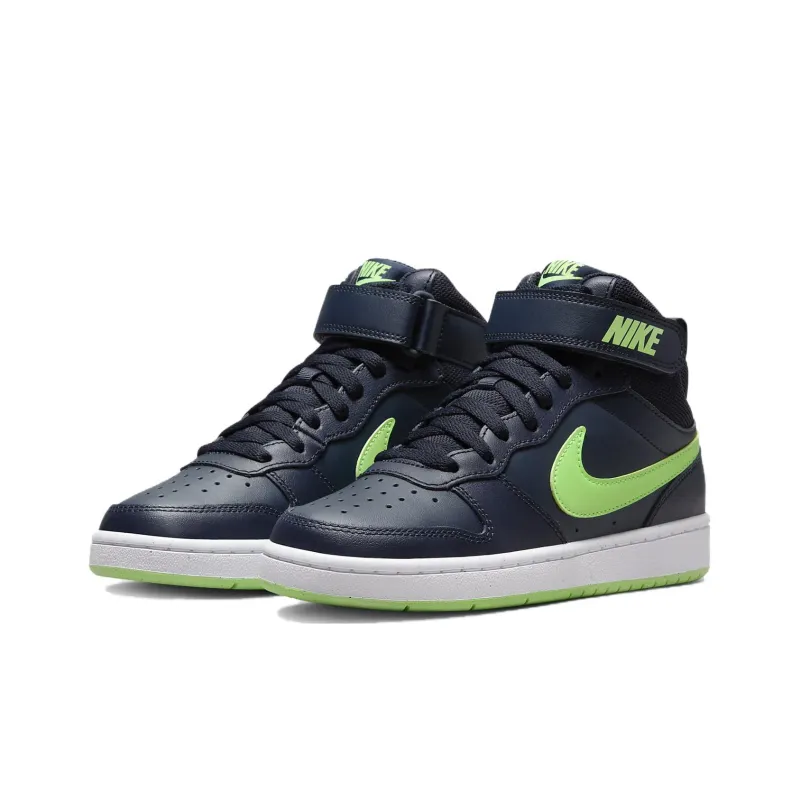 Nike Court Borough Mid 2 GS 'Dark Obsidian Lime Blast'-2