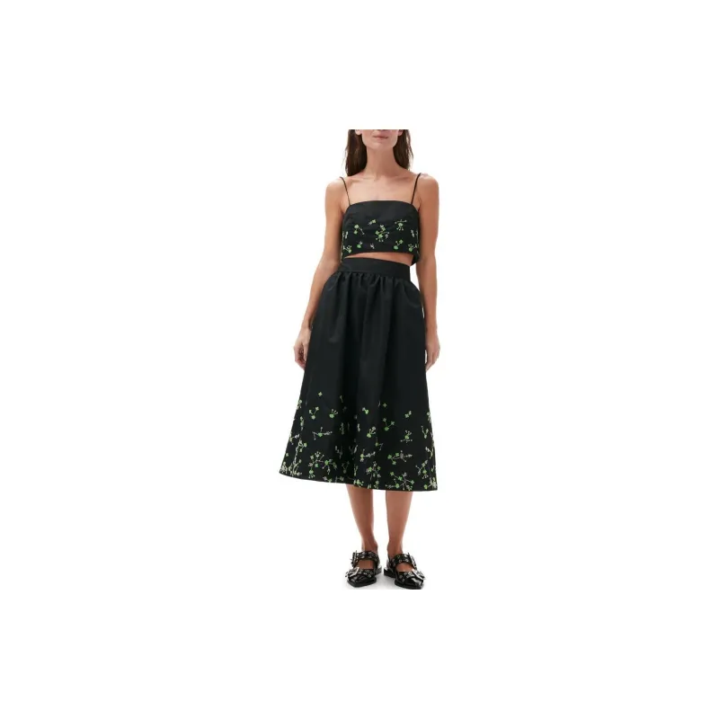 GANNI Casual Long Skirts Women's Black-2