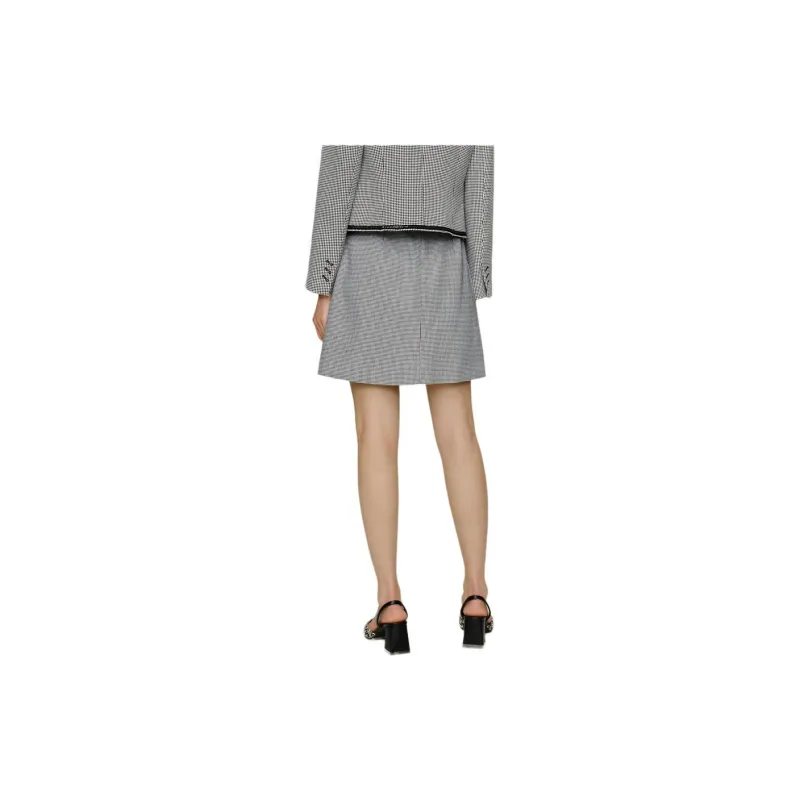 JZ. ANNAKRO Casual Short Skirts Women's Black Plaid-2