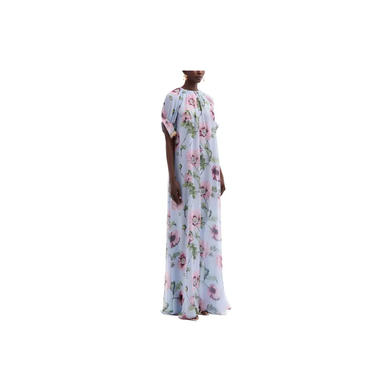 Oscar De La Renta Poppy print Silk Chiffon Kaftan Dress-3