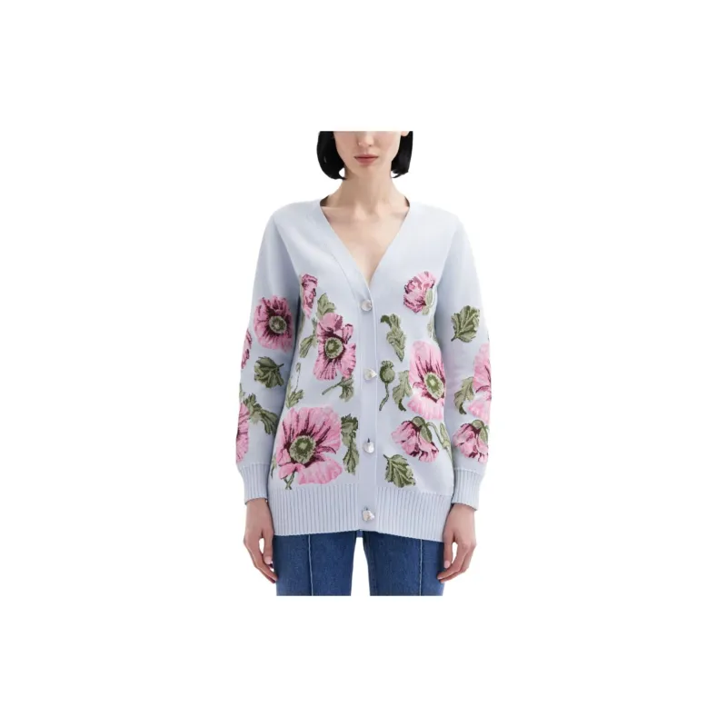 Oscar De La Renta Floral Jacquard Cardigan-1