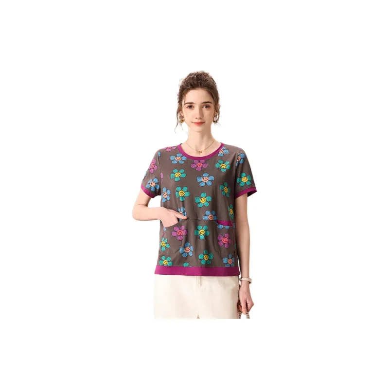 FENHONGMALI T Shirt Women's Gray-1