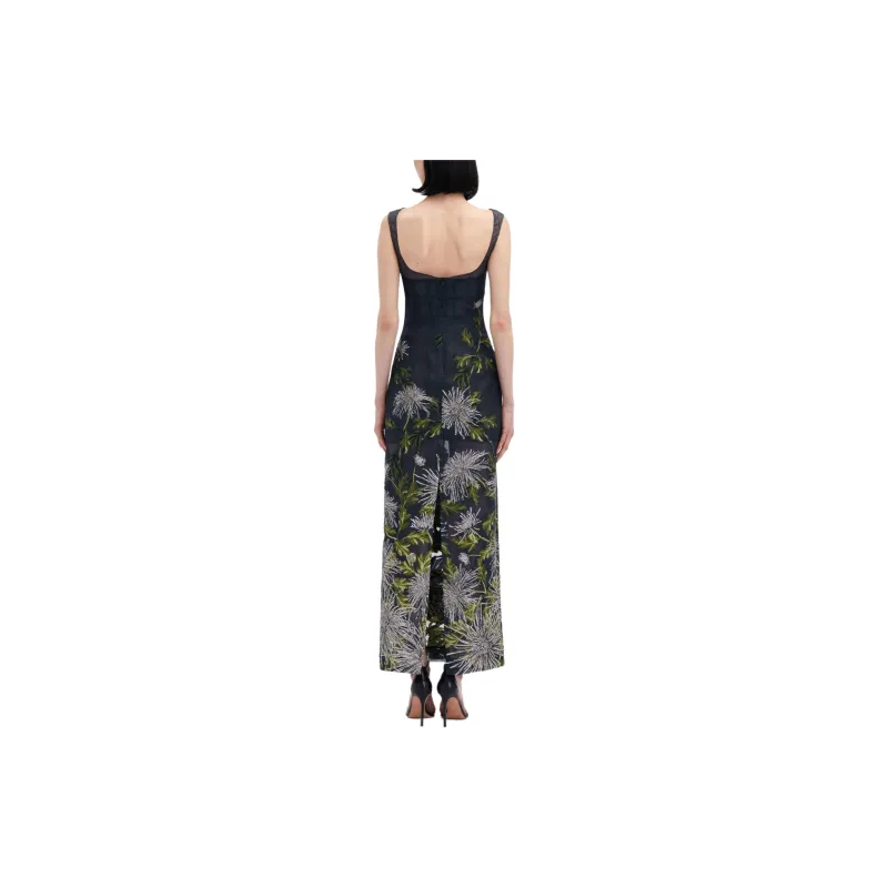 Oscar De La Renta Chrysanthemum Fil-coupé Column Gown-2