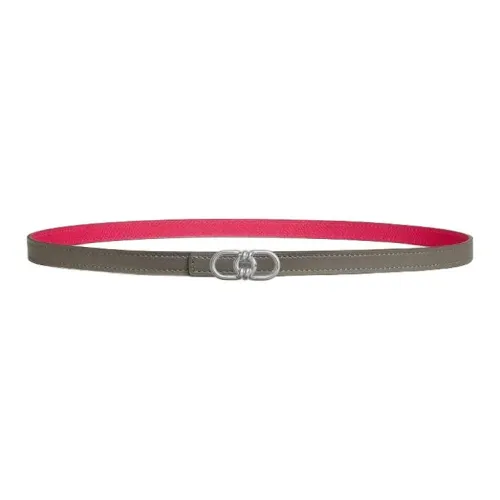 HERMES Palladium Plated Leather Belts Women's Umber Purple Width 1.3CM