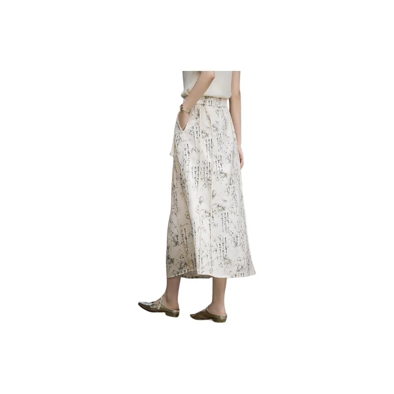 XWI Casual Long Skirts Women's Beige Base Print-1