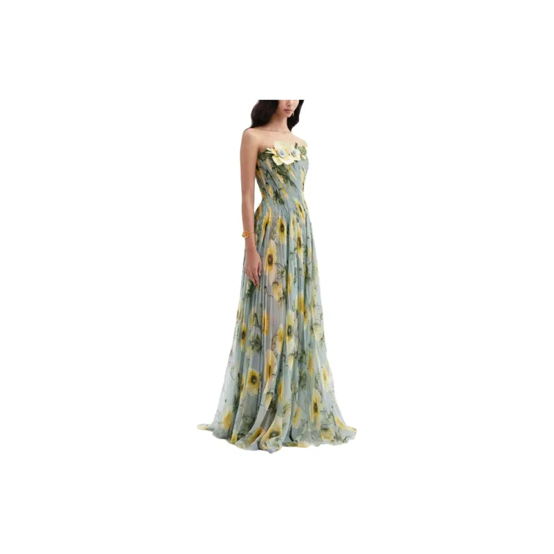 Oscar De La Renta Poppy-print Strapless Chiffon Gown-3
