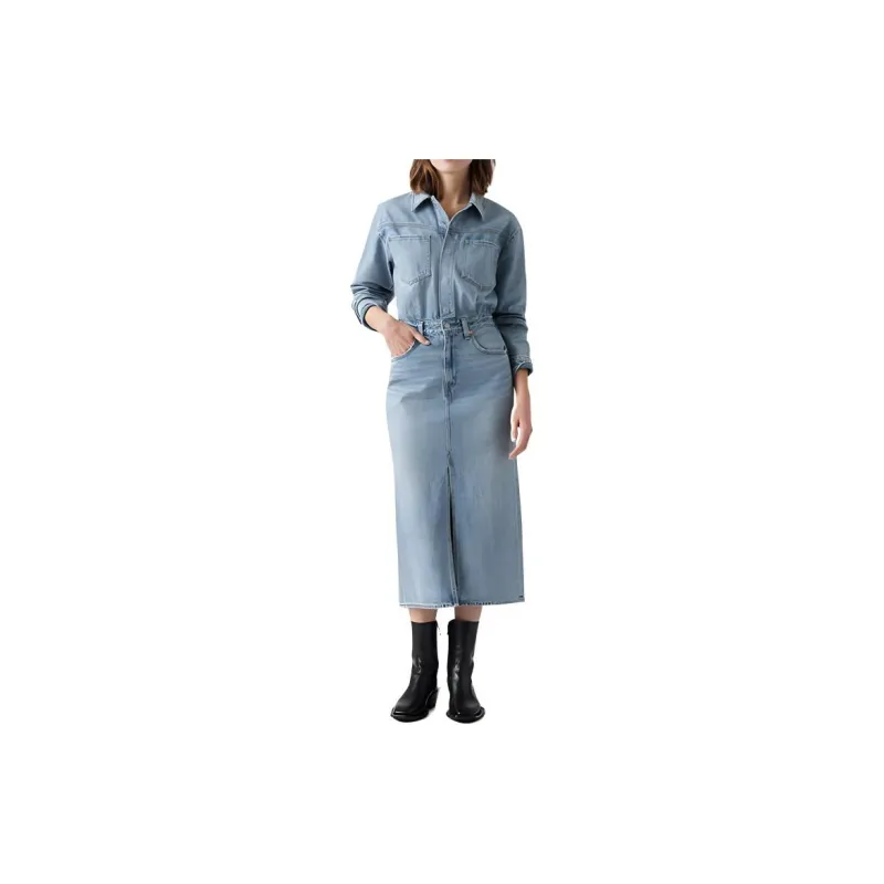 Levis Long Sleeved Dresses Women's Indigo-2