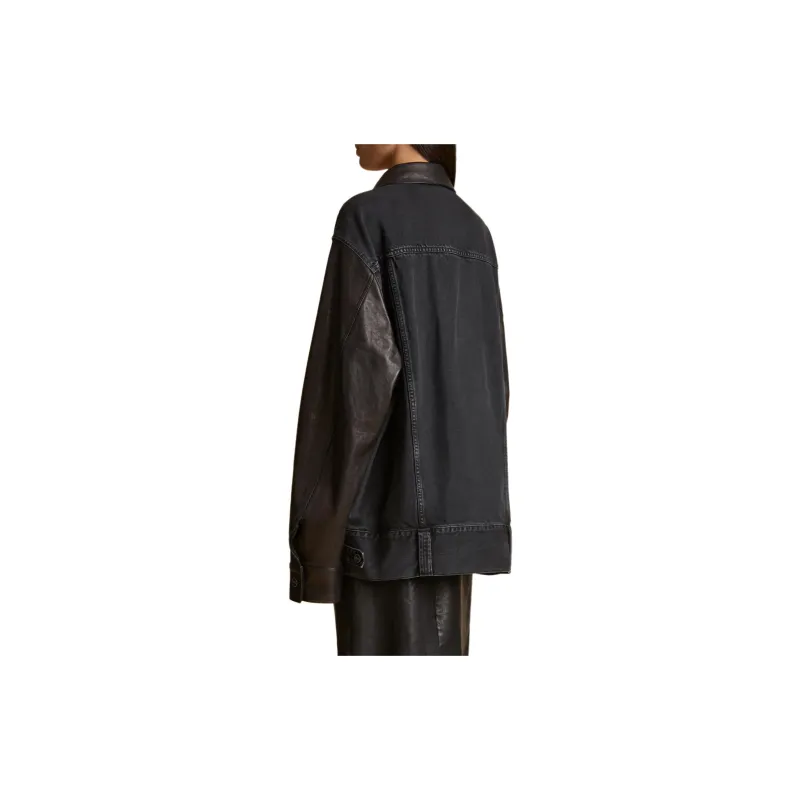 KHAITE Grizzo Jacket Leather Combo 'Prescott'-2