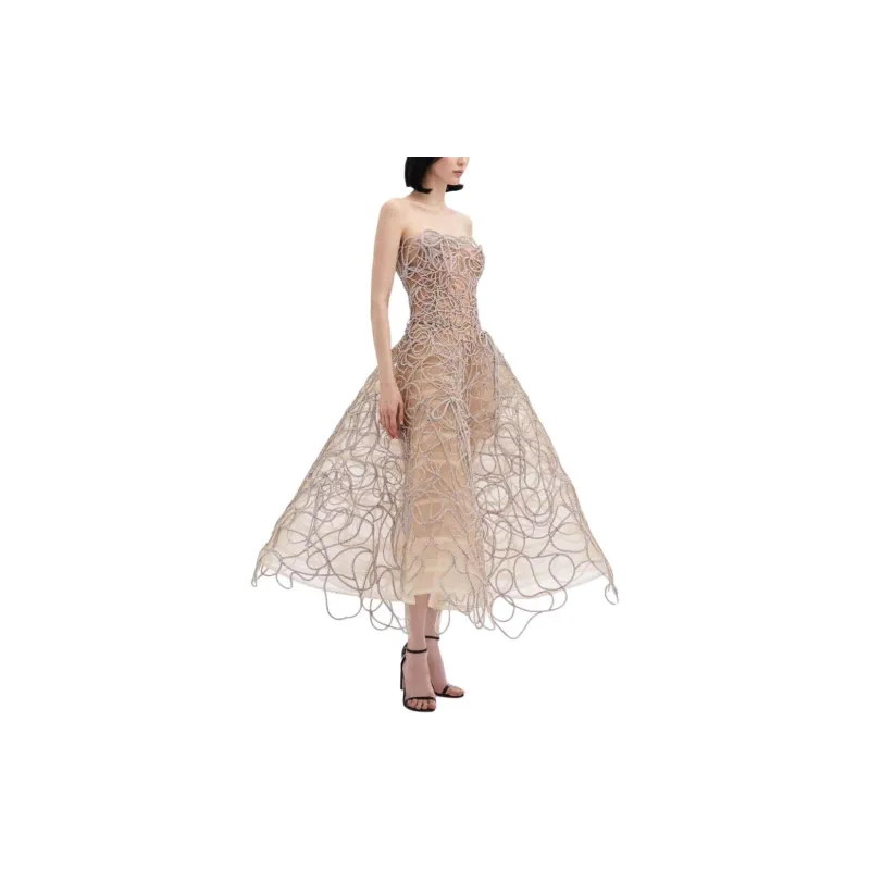 Oscar De La Renta Crystal Embroidered Cord Gown-3