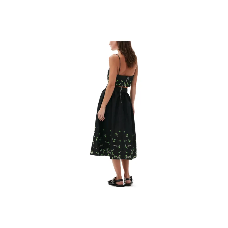 GANNI Casual Long Skirts Women's Black-3