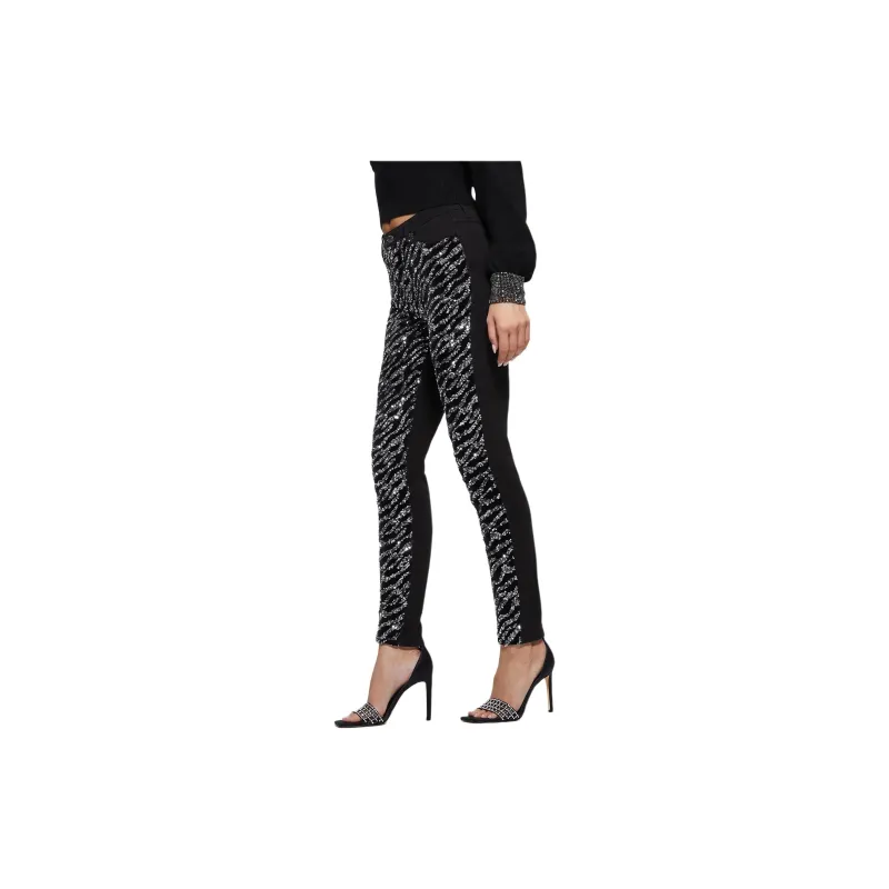 GUESS Tiger Sequin Skinny Jeans Jeans Women's Black-3