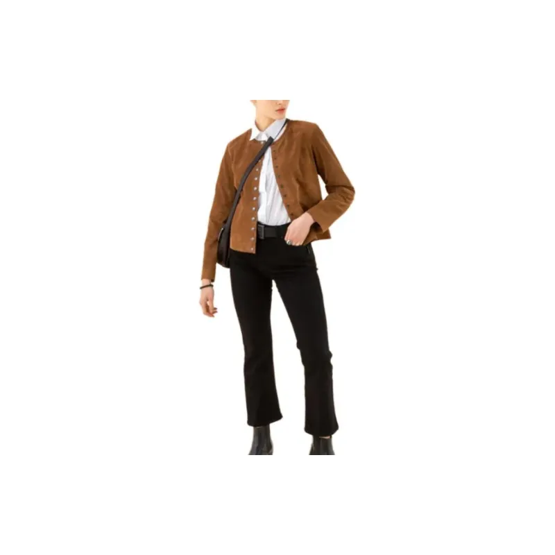 Agnes B. Leather Jackets Women's Brown-1