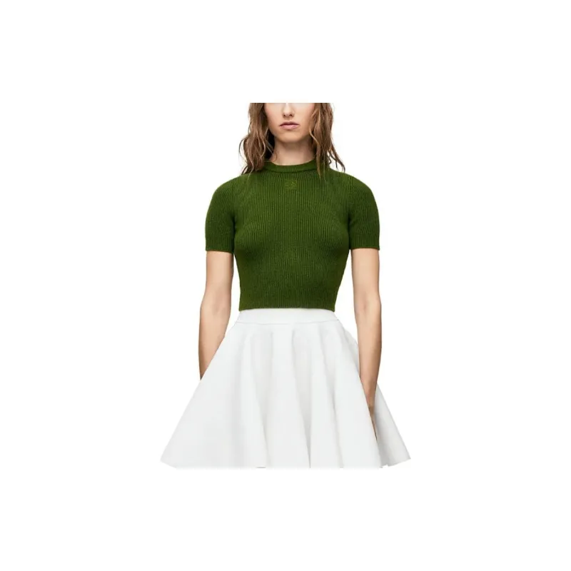 LOEWE Cropped Sweater 'Forest Green'-2