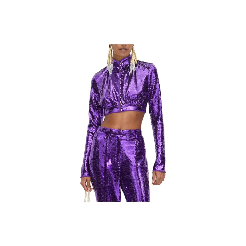 Rabanne H&M Sequined Crop Top Purple-1
