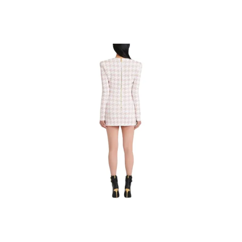 BALMAIN FW22 Long Sleeved Dress Women's Pink-2