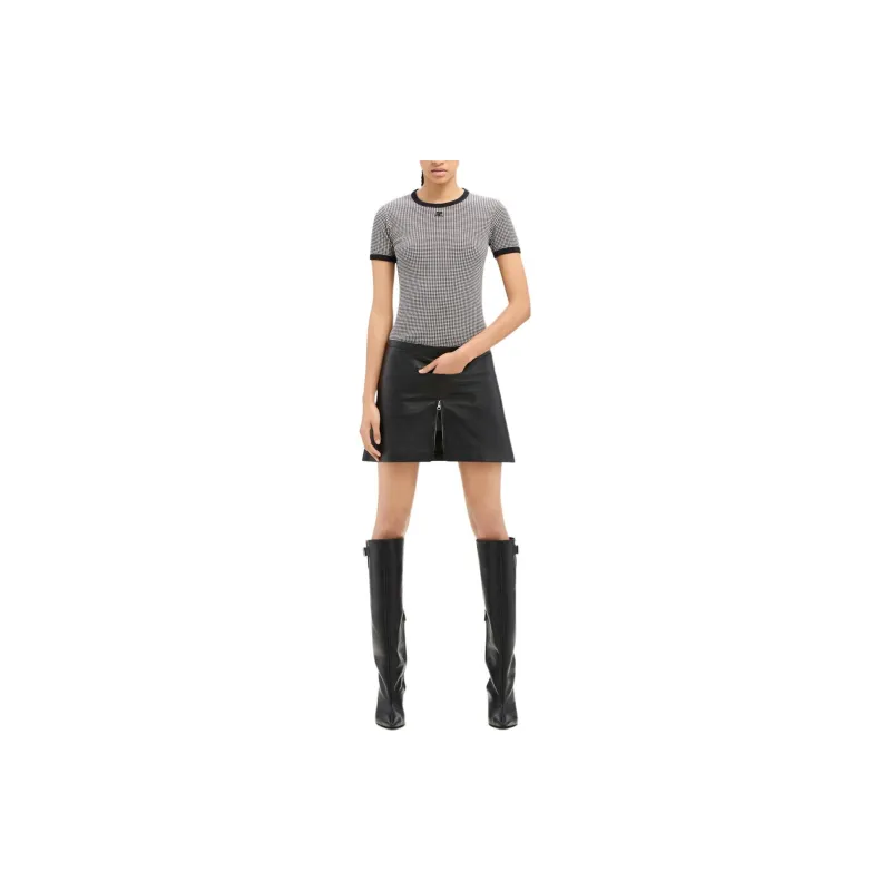 Courrèges Contrast Houndstooth T Shirt 'Houndstooth White/Black'-2