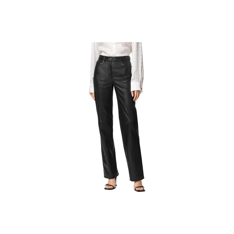 VERSACE Straight-leg Leather Trousers-2