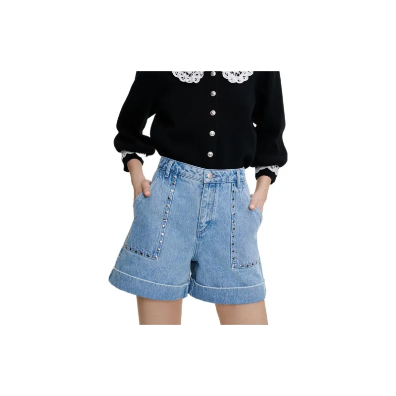 Maje Capsule Denim Shorts Women's Blue-2