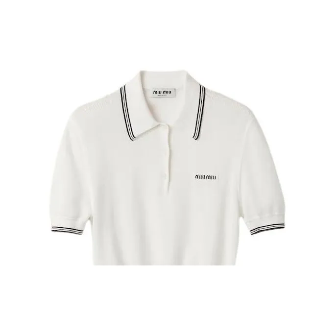 MIU MIU Stripe detail Polo Top-4