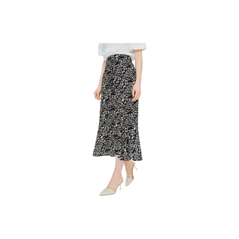 TKY SHOP Casual Long Skirt Women's White Flower-1