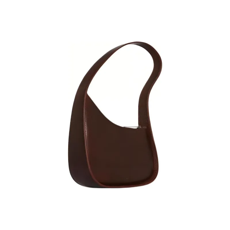 THE ROW Half Moon Grained Calfskin With Vegetable Tanned Handbag Shoulder Bag Women's Brown-1